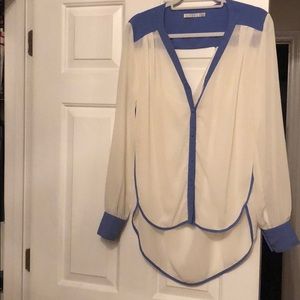 Flowy button up / open back blouse